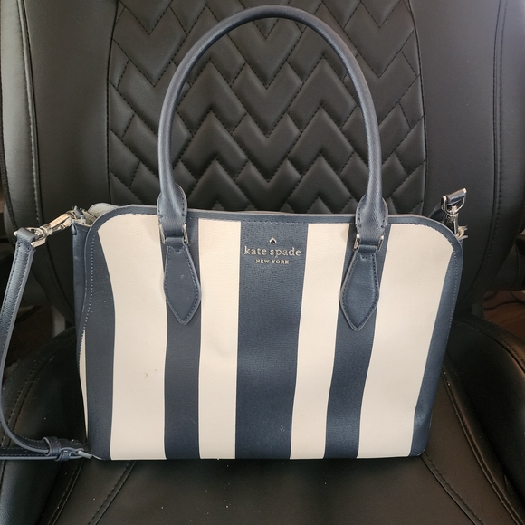 kate spade New York Navy & White Striped Top-Handle Satchel And Wallet - Picture 2 of 7